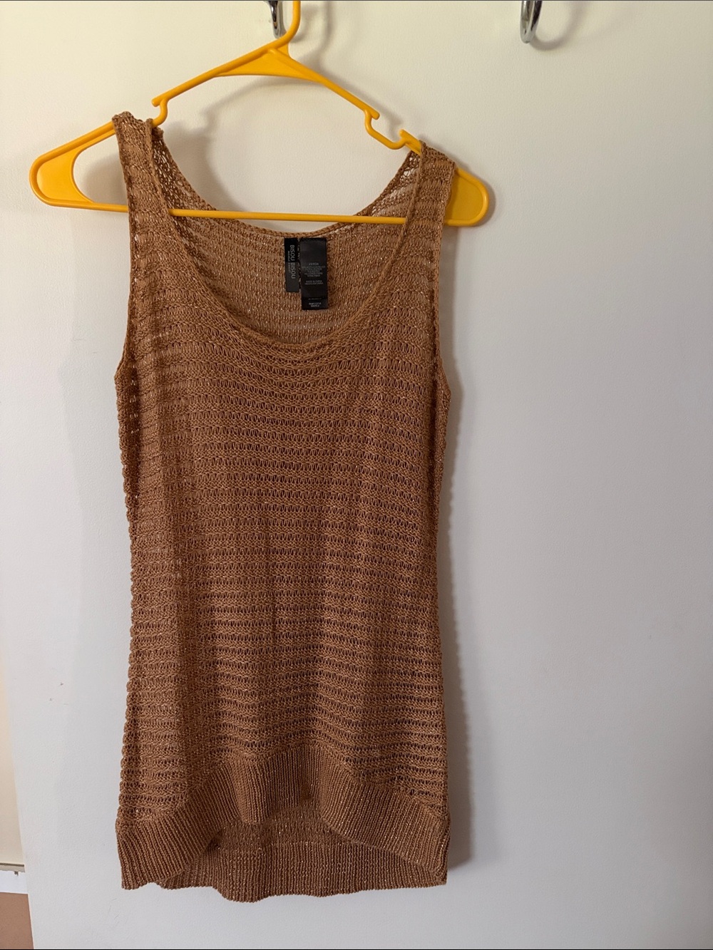Y2K Bisou Bisou Brown Crochet Knit Tank Top